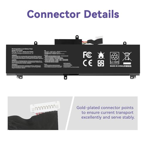 C41N1837 Battery Replacement for Asus Rog Zephyrus GA502 GA502D GA502DU GA502GU GA502IV GU502 GU502DU GU502GV GU502LU GU502LW GU502LV GX502LXS GX502GV GX502GW GU532 GX532 GU532GU GU532GV GX532GV - size: C41N1837 12.60*5.28*1.06 in