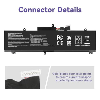 C41N1837 Battery Replacement for Asus Rog Zephyrus GA502 GA502D GA502DU GA502GU GA502IV GU502 GU502DU GU502GV GU502LU GU502LW GU502LV GX502LXS GX502GV GX502GW GU532 GX532 GU532GU GU532GV GX532GV - size: C41N1837 12.60*5.28*1.06 in