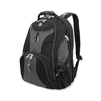SWISSGEAR 1900 ScanSmart Laptop Backpack, Fits Most 17-Inch Laptops, TSA-Friendly Lay-Flat Design, RFID Protection, and Tablet Pocket, Black, 31L, 18.5-Inch - color: Black/Grey