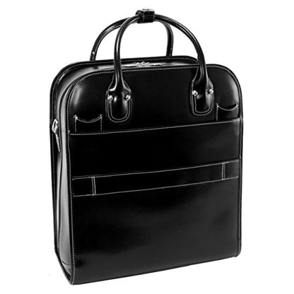 McKlein LA GRANGE, 15" Leather Detachable -Wheeled Ladies' Laptop/Computer & Tablet Business Briefcase Bag/Women's Rolling Overnight Travel Bag, Removable trolley case - color: Black, size: 14.4"x8.75"x18.5"