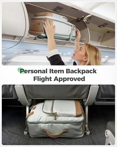 MATEIN HER 18x14x8 Personal Item Backpack with Detachable Shoe Compartment | TSA Approved, Underseat Backpack, Carry on Travel Weekender Bags for Women, Water Resistant, Fits 15.6" Laptop Sleeve - color: Green
