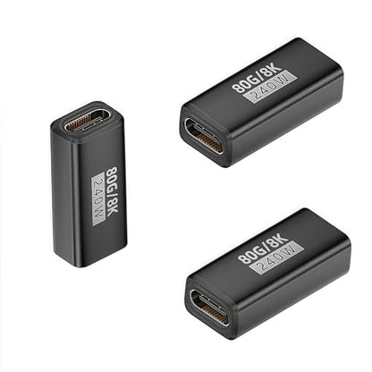 3Pack USB C Coupler Thunderbolt 5,120Gbps USB C Female to Female | 240W Fast Charging,Dual 8K,16K,@60hz Video,for MacBook, Ipad, Thunderbolt 5/4/3,iPhone 17,USB4,Razer Blade - color: Black
