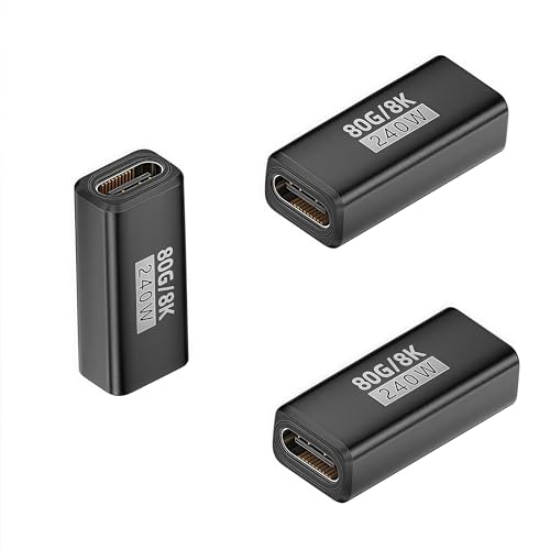 3Pack USB C Coupler Thunderbolt 5,120Gbps USB C Female to Female | 240W Fast Charging,Dual 8K,16K,@60hz Video,for MacBook, Ipad, Thunderbolt 5/4/3,iPhone 17,USB4,Razer Blade - color: Black