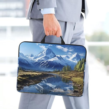 14 Inch Laptop Sleeve Case Waterproof Lightweight Laptop Case BagsSnowy Mountains Travel Laptop Bag With Handle For Women Men