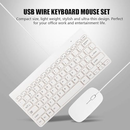USB Wired Keyboard & Mouse Combo - Ultra-Thin Mini USB Mouse and Keyboard Combo(White)