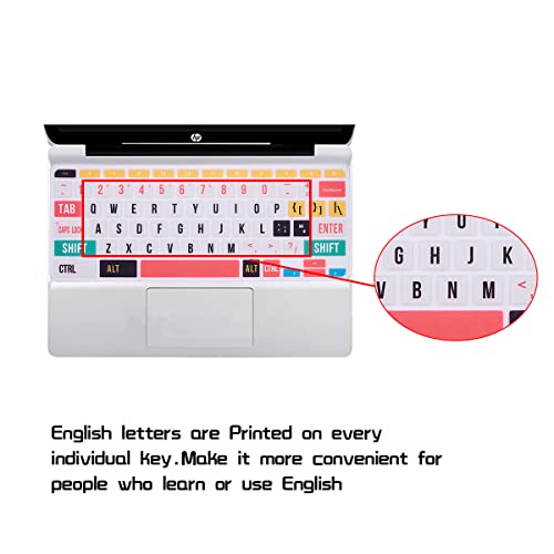 HRH Silicon Keyboard Cover Skin for HP Chromebook 11 x360 11.6",Chromebook 11 G2/G3/G4/G5/G6 EE/G7 EE 11.6",Chromebook 14-ca 14-ak14-X Series/Chromebook 14 G2 G3 G4 Keyboard Skin,Creative Rainbow font - color: Creative Rainbow font
