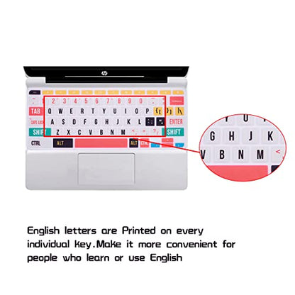 HRH Silicon Keyboard Cover Skin for HP Chromebook 11 x360 11.6",Chromebook 11 G2/G3/G4/G5/G6 EE/G7 EE 11.6",Chromebook 14-ca 14-ak14-X Series/Chromebook 14 G2 G3 G4 Keyboard Skin,Creative Rainbow font - color: Creative Rainbow font