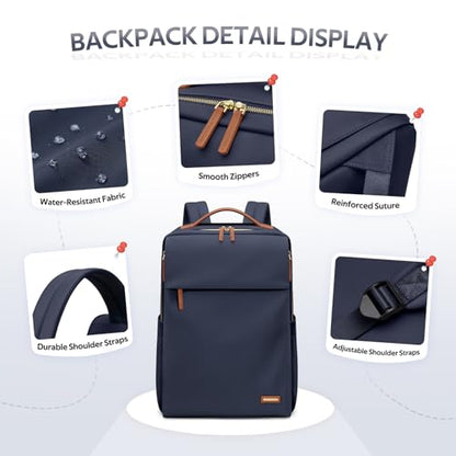 GOLF SUPAGS Travel Laptop Backpack for Women Airline Approved for Work College Travel Multi-Functional Casual Daypack Teacher Nurse Bags Fits 15.6 Inch Notebook (Navy Blue) - color: Navy Blue