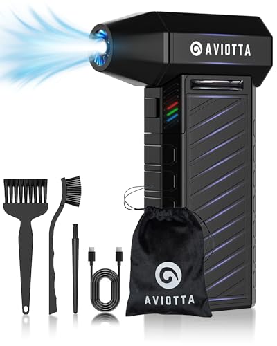 Electric Compressed Air Duster for PC, 300.000 RPM Ultra Powerful Turbo Fan Duster for Electronics, Mini Jet Fan for Computer Cleaning, Cordless Air Blower for Car & Home, Best Tech Gifts for Men