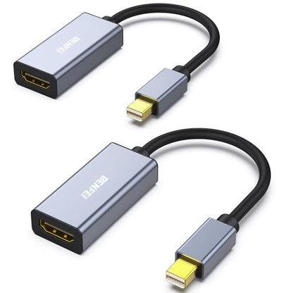 BENFEI 2 Pack Mini DisplayPort to HDMI Adapter 4K, Thunderbolt 2 to HDMI Adapter Compatible for MacBook Air/Pro, Microsoft Surface Pro/Dock, Monitor, Projector[Gold-Plated Connectors& Aluminium Shell] - size: 2 Pack, style: 4K@30Hz