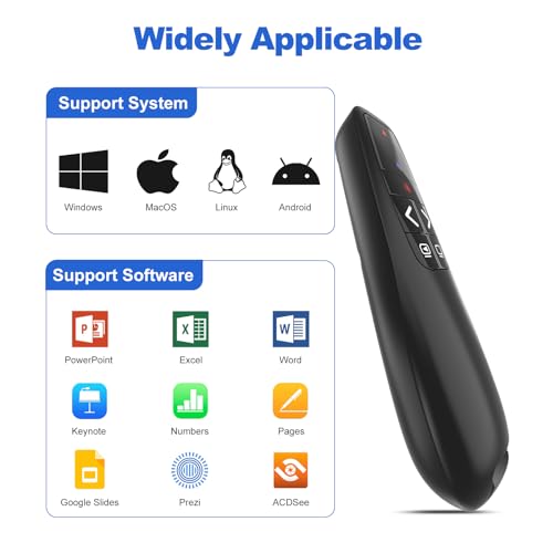 (2 Units) Presentation Clicker PowerPoint Presenter Remote: Laser Pointer Project Power Point PPT Clicker for Mac Laptop Office, Wireless Computer Clickers Slideshow Google Slide Advancer - style: 2 Units with Case
