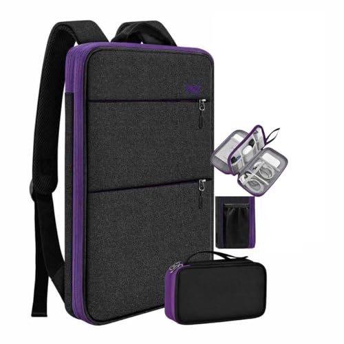 Travel Laptop Backpack with Small Case for 15-16 inch Notebooks, Slim & Expandable Computer Bag for College Business Commute for Men and Women,Black-Purple - color: Black-purple