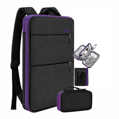 Travel Laptop Backpack with Small Case for 15-16 inch Notebooks, Slim & Expandable Computer Bag for College Business Commute for Men and Women,Black-Purple - color: Black-purple