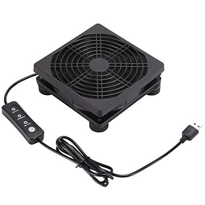 Upgraded 120mm 5V USB Powered PC Router Cooling Fan with Speed Controller | 120mm Cooling Fan with 3-Speed Controller, Extends Equipment Life for Router, Modem, DVR, PlayStation, TV Box & Electronics - size: 120mm