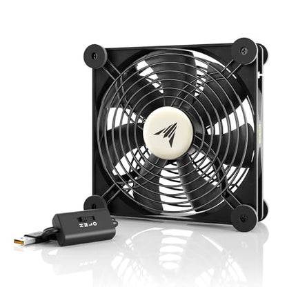 AC Infinity MULTIFAN S4, Quiet 140mm USB Fan, UL-Certified for Receiver DVR PlayStation Xbox Computer Cabinet Cooling - size: S4