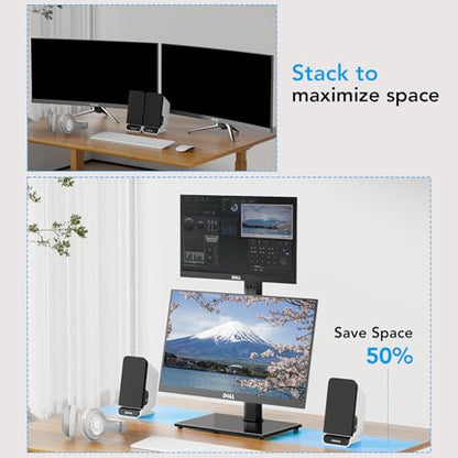 Dual Monitor Stand Vertical Stack Screen Free-Standing Desk Mount Arm Riser Fits Two 13 to 34 Inch Computer Monitors with Swivel,Tilt, Height Adjustable,VESA Stand 100x100mm, 75x75mm AX05TB02 - size: Dual monitor stand