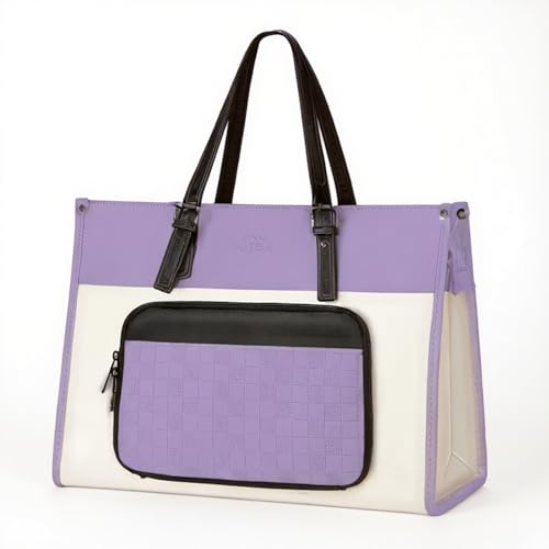MATEIN Womens Work Bag with Lunch Compartment, 15.6 Inch Laptop Handbags | PU Leather, with Insulated Pocket, Waterproof Large Office Bag, Purple Lunch Tote Purse for Teacher & Nurse, Gifts for Girls - color: Taro Purple, size: 15.6 Inch