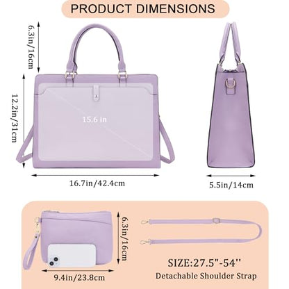 YZAOLL 15.6 Inch Laptop Bag for Women Work Tote Briefcase for Teacher Purse - color: A-purple