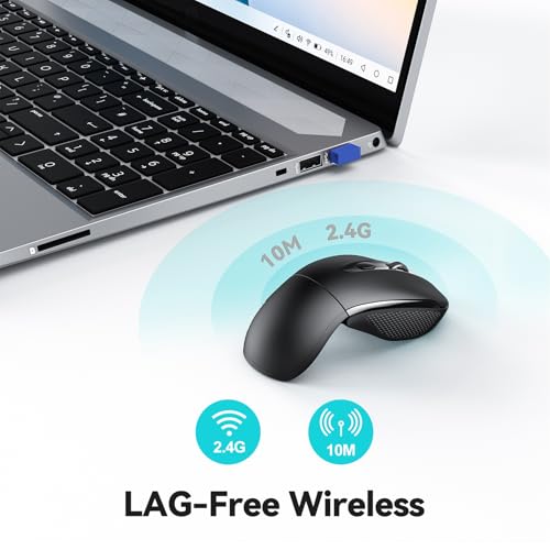 Folding Wireless Mouse, 2.4G Portable Travel Mouse with 3 Adjustable DPI (2000/1500/1000), 2-Year Battery Life, Compatible with Laptop, PC, Mac, Computer