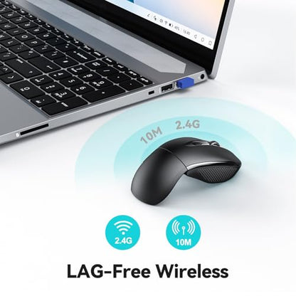 Folding Wireless Mouse, 2.4G Portable Travel Mouse with 3 Adjustable DPI (2000/1500/1000), 2-Year Battery Life, Compatible with Laptop, PC, Mac, Computer