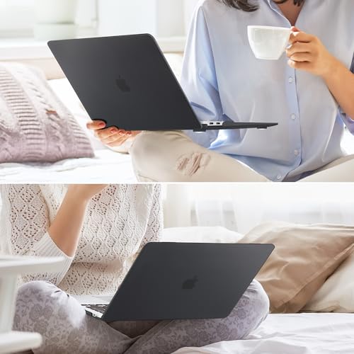 May Chen Compatible with New MacBook Air 13 inch Case 2021 2020 2019 2018 Release, Plastic Hard Shell with Keyboard Case for MacBook Air 13 inch with Retina Dispaly Fits Touch ID, Bllack - color: Black