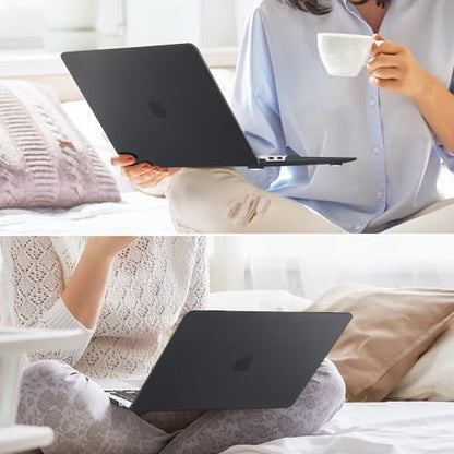 May Chen Compatible with New MacBook Air 13 inch Case 2021 2020 2019 2018 Release, Plastic Hard Shell with Keyboard Case for MacBook Air 13 inch with Retina Dispaly Fits Touch ID, Bllack - color: Black