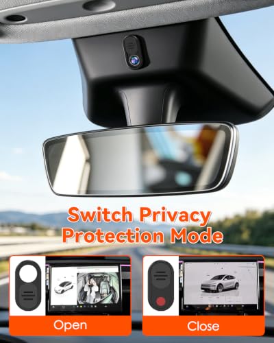 Tesla Model 3/Y Interior Camera Cover Slide | Metal Camera Privacy Protector, Front Cabin Camera Blocker Cover, Vertical Design Anti-Peeping Guard, No Block IR for FSD