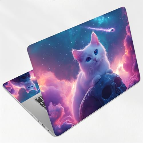 Galaxy Nebula Cat Universal Laptop Skin Sticker 3PCS, Protective Decal Trim-to-Fit 11.6" 13.3" 14" 15.6" Laptop Vinyl Cover, Removable Anti-Scratch Computer Decal Protector - color: Galaxy Nebula Cat