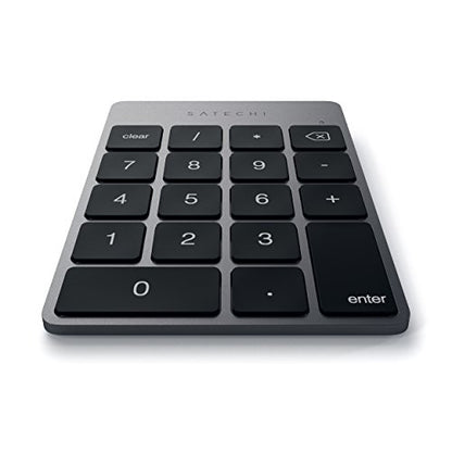 Satechi Slim Aluminum Bluetooth Keypad, Wireless Number Pad with 18 Keys, Micro USB Rechargeable Numpad, External Number Pad for MacBook Air/Pro/Neo, iPad Air/Pro, iMac, PC - Space Gray - color: Space Gray, size: Micro USB