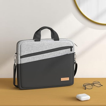 bagasin 15 15.6 16 inch Laptop Computer PC Shoulder Bag Carrying Case | Water-Repellent Fabric Briefcase, Lightweight Toploader, Business Casual or School - color: Grey, size: 15-16