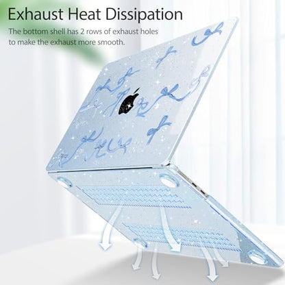 Tuiklol for MacBook Air 13 inch Case M5 2026 M4 2025 M3 2024 M2 2022 Release Model A3449 A3240 A3113 A2681,Plastic Hard Shell Cover for MacBook Air 13.6 with Touch ID, Blue Bow - color: Blue bow