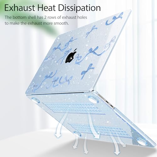 Tuiklol for MacBook Air 13 inch Case M5 2026 M4 2025 M3 2024 M2 2022 Release Model A3449 A3240 A3113 A2681,Plastic Hard Shell Cover for MacBook Air 13.6 with Touch ID, Blue Bow - color: Blue bow