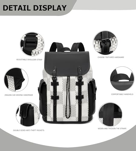 KingTo Luxury Anti Theft Laptop Backpack for Men, Waterproof Travel Bag | Laptop-ready business layout, anti-theft design and waterproof claim support office commute, travel and campus use - color: B-white