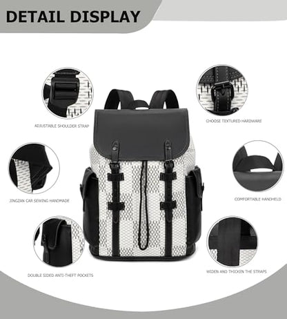KingTo Luxury Anti Theft Laptop Backpack for Men, Waterproof Travel Bag | Laptop-ready business layout, anti-theft design and waterproof claim support office commute, travel and campus use - color: B-white
