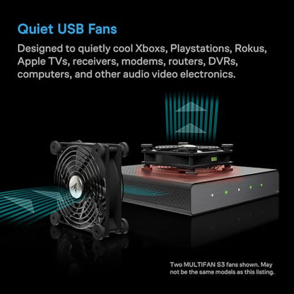 AC Infinity MULTIFAN S7-P, Quiet Dual 120mm AC-Powered Fan with Speed Control, UL-Certified for Receiver DVR PlayStation Xbox Component Cooling - size: S7-P