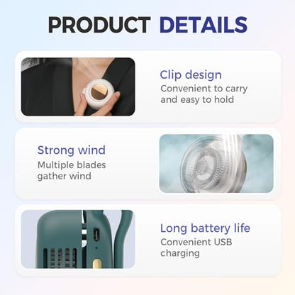 Portable Clip on Fan, 2026 New Silent Mini Bladeless Electric Fan, Mini Fans With Clip, 3-Speed Suspended Waist Fans for Outdoor & Travel & Office (Pink) - color: Pink