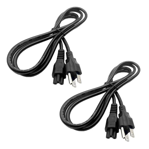 2 Pack Laptop Power Cord Replacement Universal 3 Prong AC Power Cable for Dell HP Acer Asus Lenovo IBM Sony Fujitsu Gateway Ultrabook Chromebook Notebook AC Adapter Laptop Charger