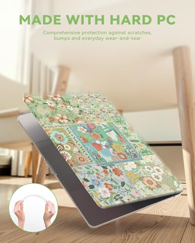 iCasso Compatible with MacBook Air 15 inch Case 2026 2025 2024 2023 Release M4 A3241 M3 A3114 M2 A2941, Slim Anti-Scratch Protective Plastic Hard Shell Case+Keyboard Cover for Mac Air 15,Green Flower - color: Green Patchwork Floral