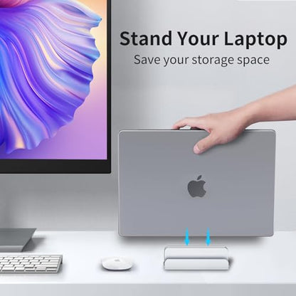 Aluminum Vertical Laptop Stand Holder for Desk Compatible with MacBook Pro, MacBook Air, Dell, HP, Lenovo, Up to 17.3 inches, Silver - color: Silver