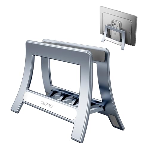 Vertical Laptop Stand for Desk, Gravity Auto Lock MacBook Stand,ABS Plastics Laptop Holder Vertical Compatible with MacBook Pro, Air,Tablet, Space-Saving Organize Work & Home Office(Silver)