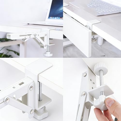 Under Desk Keyboard Tray Support Bracket Adjustable Desktop Extension Board Stand Clamp-on Keyboard Holder Arm Rest Tray Extension Plate Support Rack for Desk, NO Board/Tray, 1 Set (Style02-White) - style: Style02-White