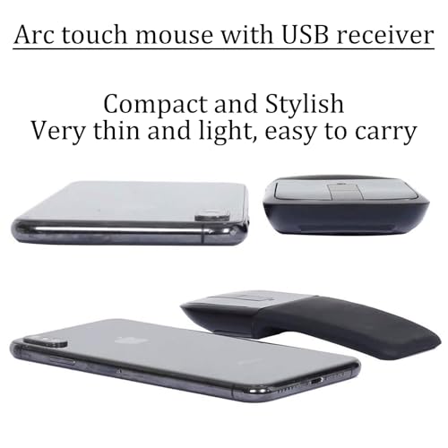 Bluetooth Arc Mouse Foldable Slim and Portable Mini Wireless Computer Travel Mouse Folding Optical Touch Mice for Laptop Tablet - Black - color: Bluetooth-Black