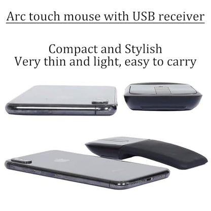 Bluetooth Arc Mouse Foldable Slim and Portable Mini Wireless Computer Travel Mouse Folding Optical Touch Mice for Laptop Tablet - Black - color: Bluetooth-Black