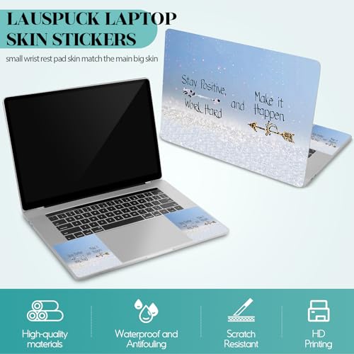 Laptop Skin Sticker Decal, 12" 13" 13.3" 14" 15" 15.4" 15.6 inch Personalized Universal Vinyl Notebook Skin Sticker Cover Art Protector Decal with Free 2 Wrist Pads, Stay Positive Blue - color: Stay Positive Blue