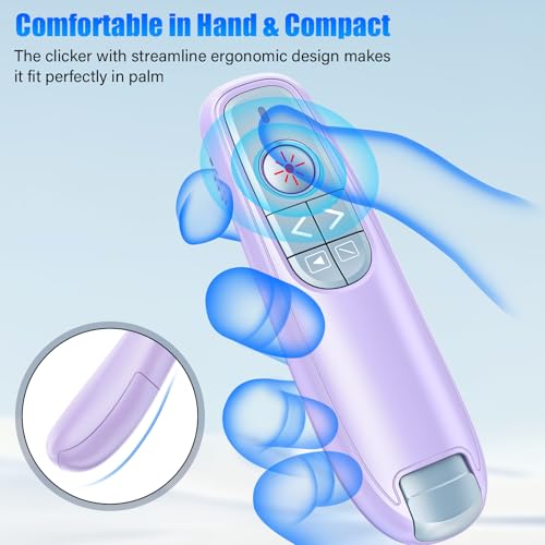 Presentation Clicker Wireless Presenter Remote Clicker, USB C PowerPoint Clicker for Presentation with Pointer, RF 2.4GHz Computer Pointer Clicker Slide Advancer for Mac-Purple - color: Purple