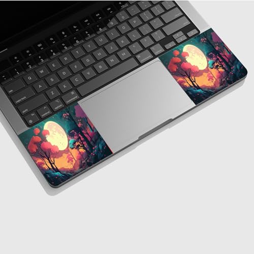 Universal Laptop Skin Sticker with 2 Wrist Pad Skins, Waterproof Scratch Resistant Vinyl Laptop Cover Decal, Cut to Fit for 11–15.6 Inch MacBook HP Dell Lenovo, Full Moon Forest - color: Full Moon Forest
