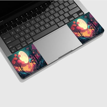 Universal Laptop Skin Sticker with 2 Wrist Pad Skins, Waterproof Scratch Resistant Vinyl Laptop Cover Decal, Cut to Fit for 11–15.6 Inch MacBook HP Dell Lenovo, Full Moon Forest - color: Full Moon Forest