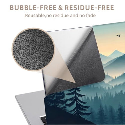Universal Laptop Skin Sticker for 12/13/14/15.6 Inch Laptops, Reusable Vinyl Laptop Decal Cover, Waterproof Scratch Resistant Notebook Skin with 2 Wrist Pads,Misty Mountains - color: Misty Mountains
