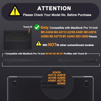 MOSISO Compatible with MacBook Pro 14 inch Case M5 M4 M3 M2 M1 2026-2021 | Ultra-Thin Seamlessly Closes Crack-Resistant Protective Hard Matte Shell&Keyboard Cover, Space Black Clear - color: Space Black Clear