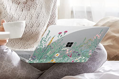 TWOLSKOO Case for 13.5" Microsoft Surface Laptop 5/4/3 with Metal Palm Rest Model 1951/1868, Plastic Hard Shell Case with Screen Protector + Keyboard Cover + Dust Plug, Botanical Illustration